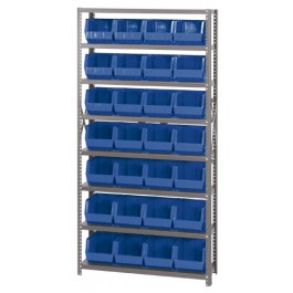 Blue Plastic Storage Bin Steel Shelving Systems