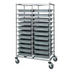 Double Bay Transport Cart with Gray Bins