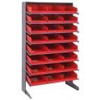 Single Sided Pick Rack with Bins - Red