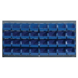Wall Mount Louvered Panel with Plastic Bins Blue