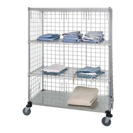 3 Wire & 1 Solid Shelf Stem Caster Linen Cart