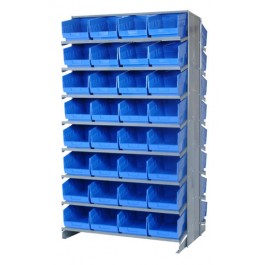 Blue Plastic Bin Double Sided Pick Rack