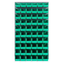Wall Louvered Panel with Plastic Bins - Green