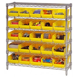 Plastic Storage Bin Wire Shelving Units Red