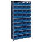 Plastic Storage Bin Steel Shelving System Blue