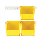 Yellow Plastic Storage Bin with Rails