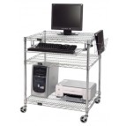 SMART Board Chrome Wire Shelving Portable Computer Cart Center