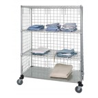 3 Wire & 1 Solid Shelf Stem Caster Linen Cart