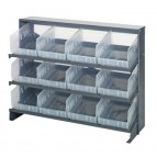 Sloped Bench Rack with Clear Storage Bins