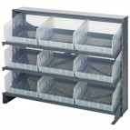 Bench Rack with Plastic Bins Clear