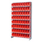 Red Plastic Storage Bin Single Sided Pick Racks