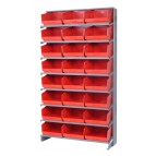 Red Plastic Storage Bin Single Sided Pick Racks