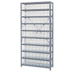 Clear Plastic Storage Bin Steel Shelving System