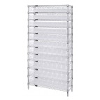 Wire Shelving Unit with Clear Plastic Bins