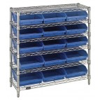 Plastic Storage Bin Wire Shelving Units Blue