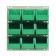 Louvered Panel System with Green Plastic Bins