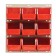 Louvered Panel System with Red Plastic Bins