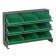 Sloped Bench Rack with Green Bins