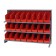 Sloped Bench Rack with Red Bins