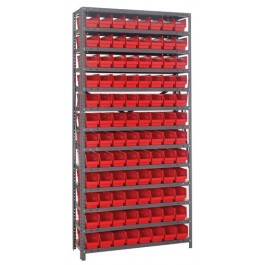 Plastic Shelf Bin Steel Shelving Units - Red