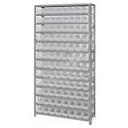 Clear Plastic Storage Bin Steel Shelving System