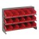 Sloped Bench Rack with Red Bins