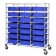 Triple Bay Transport Cart with Blue Bins