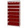 Wire Shelving Unit with Red Storage Bins