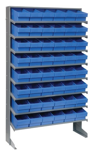 Single Sided Sloped Pick Rack Shelving with Plastic Bins - QPRS-601