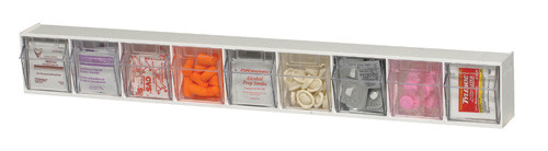 Clear Tip Out Bin 3 Tilt Compartment Medical Supply Organizer - QTB309