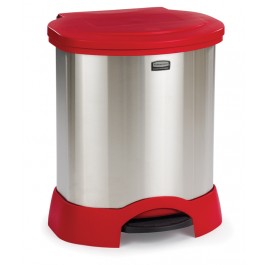 Red Stainless Steel Step-On Container