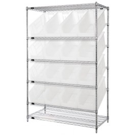 Clear Plastic Storage Container Sloped Wire Shelving Systems