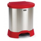 Red Stainless Steel Step-On Container