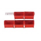 Red Plastic Storage Bin with Rails