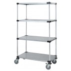 4 Solid Shelf Stem Caster Cart