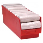 Red Plastic Storage Bin