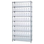 Wire Shelving Unit with Clear Plastic Storage Bins