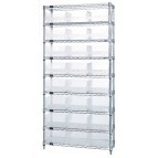 Wire Shelving Unit with Clear Plastic Storage Bins