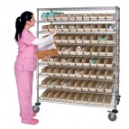 Catheter Carts with Plastic Bins Ivory