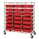 Triple Bay Transport Cart with Red Bins