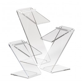 Set of 3 Acrylic Beveled Edge Z-Shaped Shoe Risers