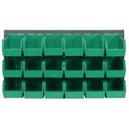 Green Plastic Bins on Louvered Panel