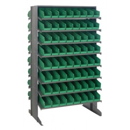 Sloped Shelving Pick Racks with Bins Green