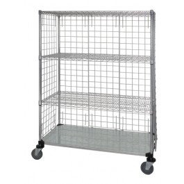 3 Wire & 1 Solid Shelf Stem Caster Linen Cart