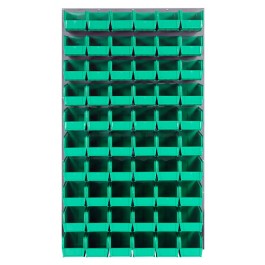Wall Louvered Panel with Plastic Bins - Green