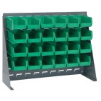 Green Plastic Storage Bin Bench Rack Systems