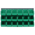 Green Plastic Bins on Louvered Panel